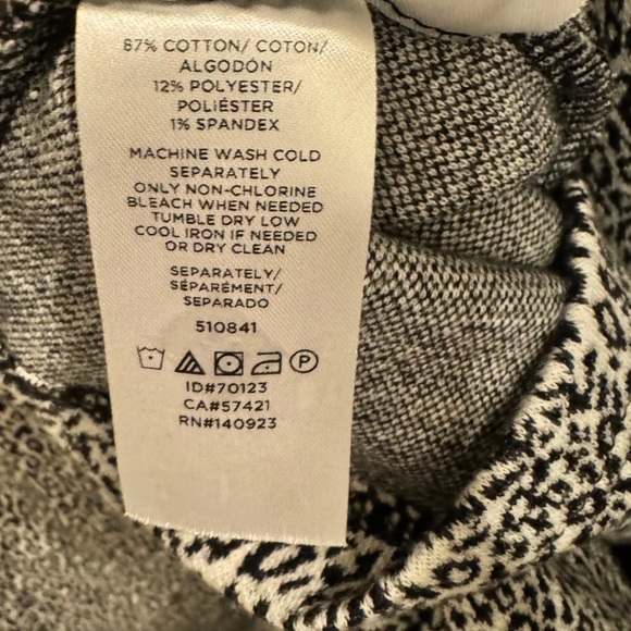 LOFT Midi Dress Snow Leopard Knit Jacquard Short Sleeves Front Side Slit - Picture 12 of 16